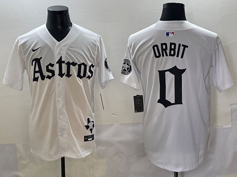Men 2025 Houston Astros #0 Orbit White Five generations Joint Name Nike MLB Jersey style 2